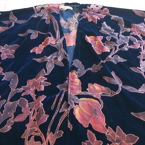 Woven Heart Navy Blue Velvet Burnout Wrap